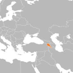 Location of Armenia in Europe