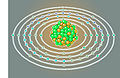 The most common type of ytterbium (Yb-174). It has 70 protons and 104 neutrons in the nucleus.