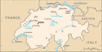 Location of Switzerland on the European continent