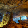 Large cave in Ha Long Bay in Vietnam