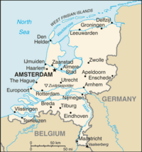 Location of the Netherlands on the European continent