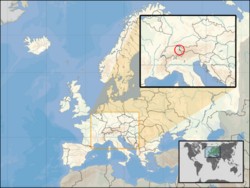 Location of Liechtenstein on the European continent