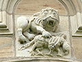 The lion (Christ) kills the basilisk (devil), 1180. Gurk Cathedral, Austria.