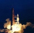 Apollo 5 taking off]