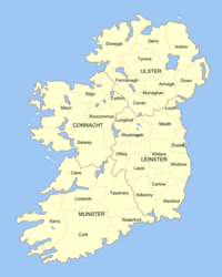 Location of Ireland (orange) – on the European continent (camel & white)