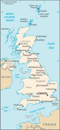 Location of the United Kingdom on the European continent