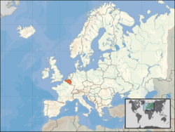 Location of Belgium on the European continent