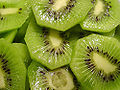 Closeup of fresh cut kiwifruit (Actinidia chinensis)