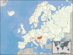 Location of Hungary on the European continent