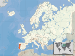 Location of Portugal on the European continent