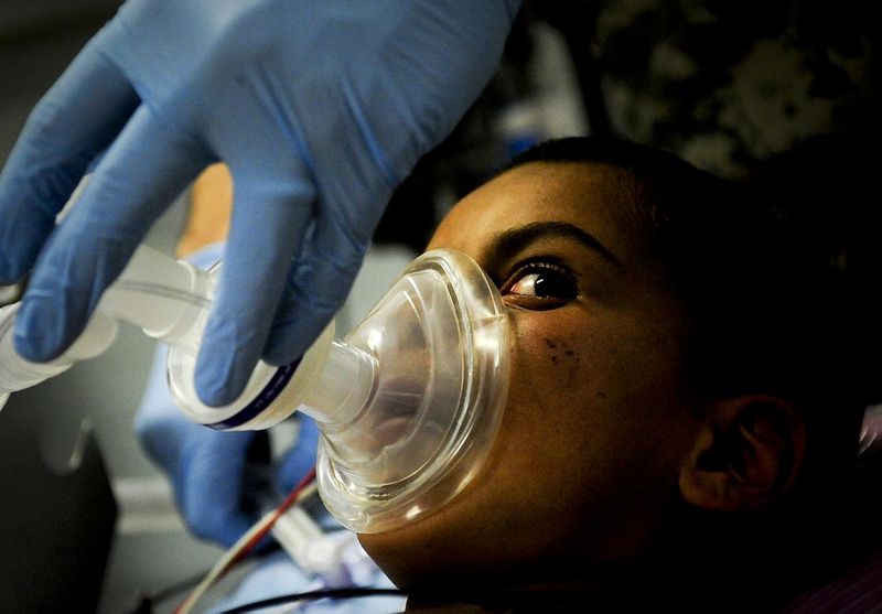 File:An Afghan child is prepared for anesthesia before undergoing a hydrocelectomy at Forward Operating Base Farah in Farah province, Afghanistan, April 10, 2010 100410-F-KC691-002.jpg