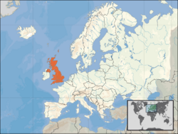Location of the United Kingdom on the European continent