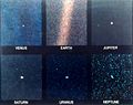 Distant images of six planets from interstellar space