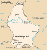 Location of Luxembourg on the European continent