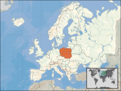 Location of Poland on the European continent